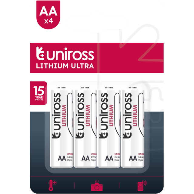Литиеви батерии Uniross АА FR6 Ultra Lithium AA - 4 батерии