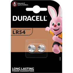 Алкални батерии LR54 - AG10 - LR1130 Duracell LR54 - 1.5V - 2 броя