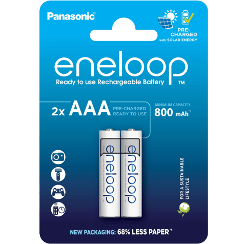 2 Акумулаторни батерии Panasonic Eneloop AAA 800 mAh - 1.2V