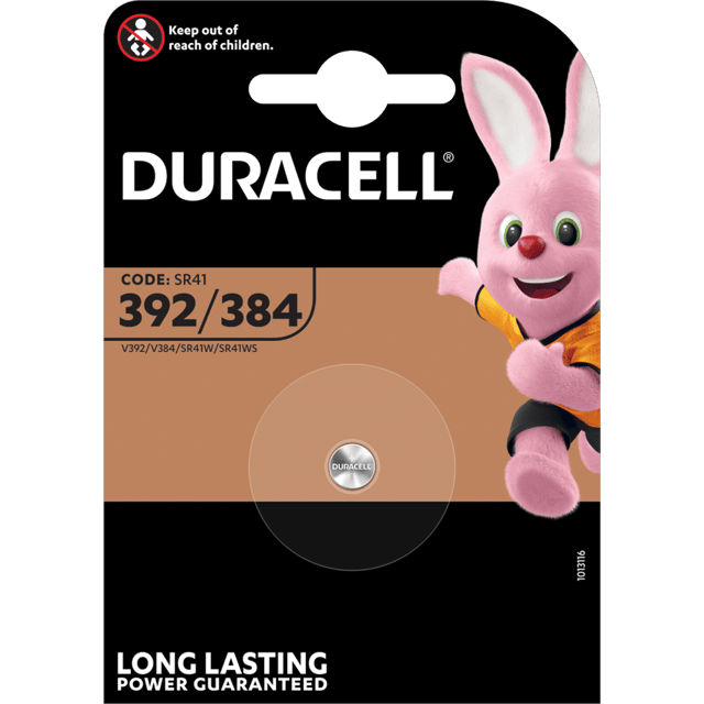 Батерия за часовник 392 - SR41W - Duracell D392 / D384 - 1.55V