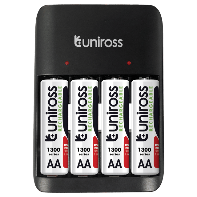 Зарядно за 4 акумулаторни батерии Uniross Value с 4 AA 1300 mAh