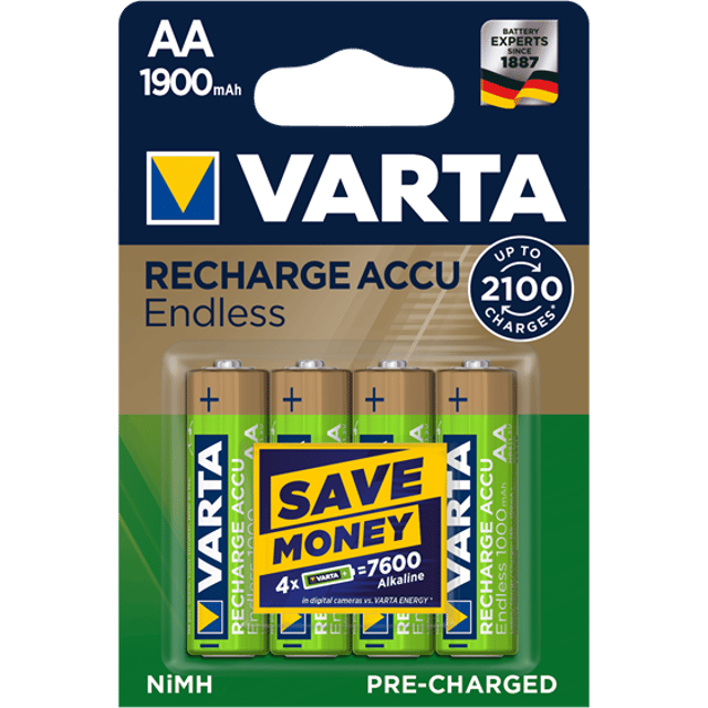 Акумулаторни батерии АА Varta Endless AA - 1900 mAh - 1.2V