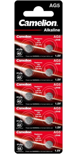 Алкални батерии AG5 / LR48 / LR754 / 393 / BP10