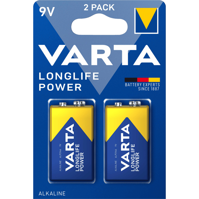 Алкални батерии 9V Varta Longlife Power 9V - 2 батерии