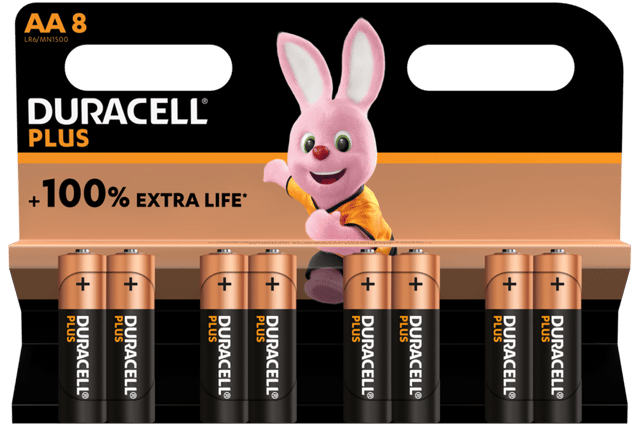 Алкални батерии АА Duracell Plus MN1500 AA - 8 броя