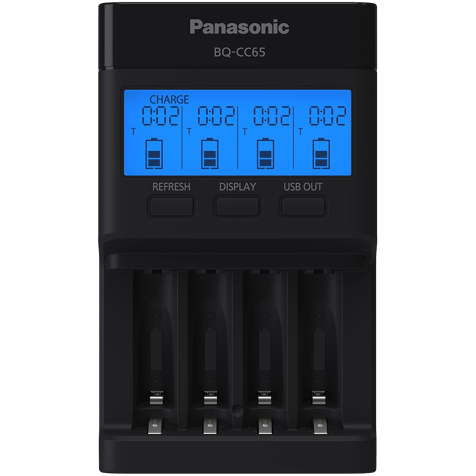 Професионално зарядно за 4 батерии АА/ААА Panasonic Eneloop Pro с LCD