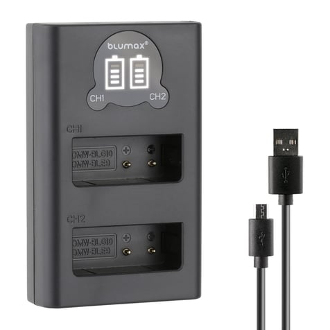 Зарядно за 2 батерии Panasonic DMW-BLG10 с LCD дисплей - 8.4V