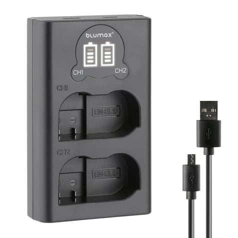 Charger for 2 Nikon EN-EL15 Batteries with LCD Display - 8.4V
