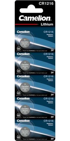 5 Camelion CR1216 lithium batteries 3V coin cells