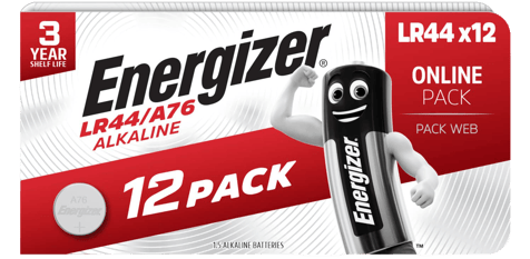 Energizer LR44 alkaline batteries 12 pack