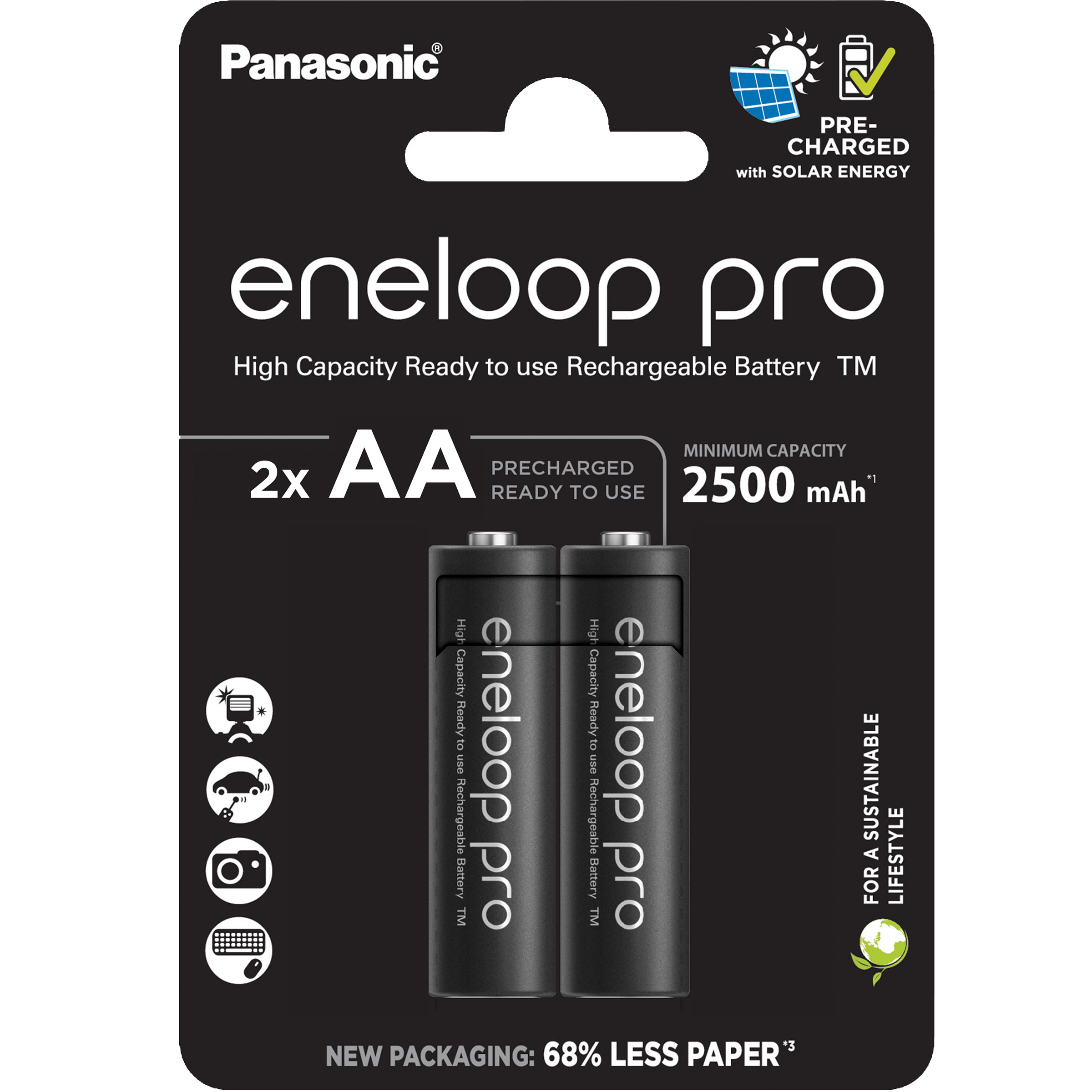 Panasonic Eneloop Pro AA 2500 mAh Rechargeable Batteries - 1.2V