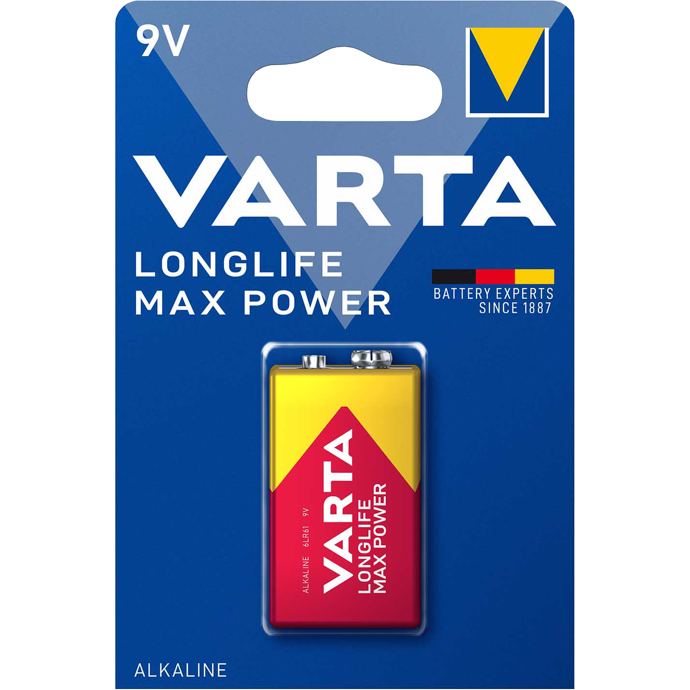 Алкална батерия 9V Longlife Max Power - Varta