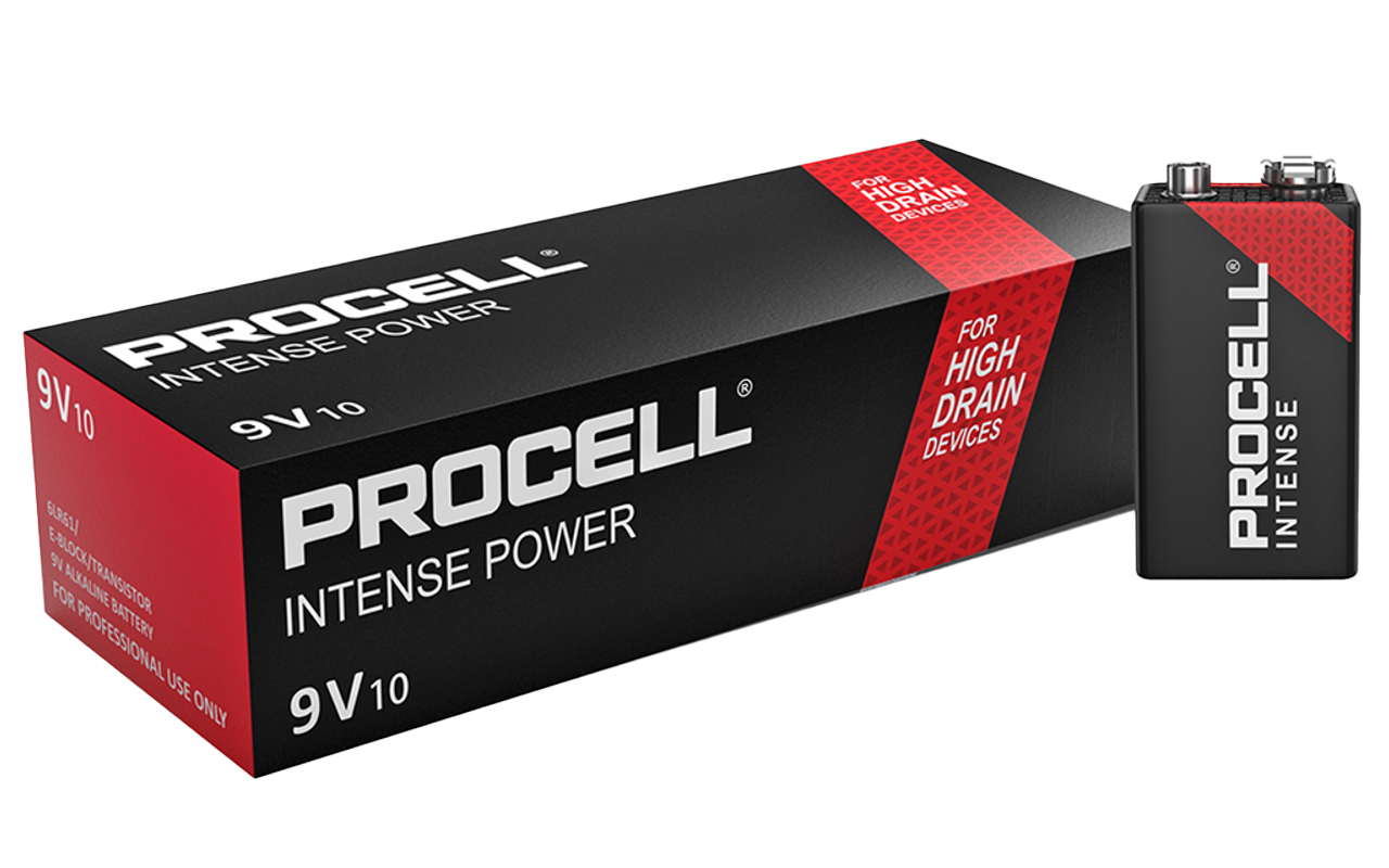 Алкални батерии 9V Duracell Procell Intense MN1604 - 10 броя