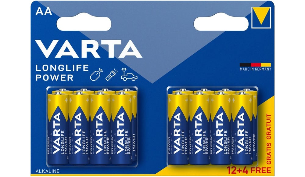 Alkaline Batteries AA Varta Longlife Power AA - 16 pcs
