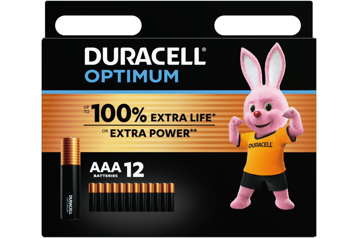 Алкални батерии ААА Duracell Optimum MX2400 AAA - 12 броя