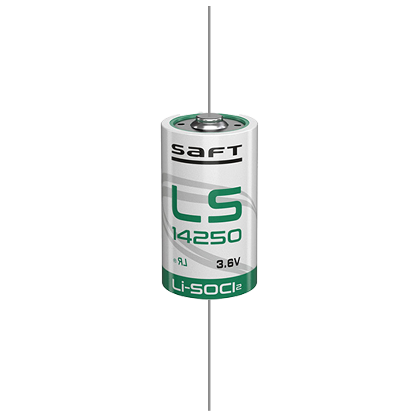 Battery 14250 Saft LS14250-CNA 3.6V 1/2AA - 1200 mAh with axial lead