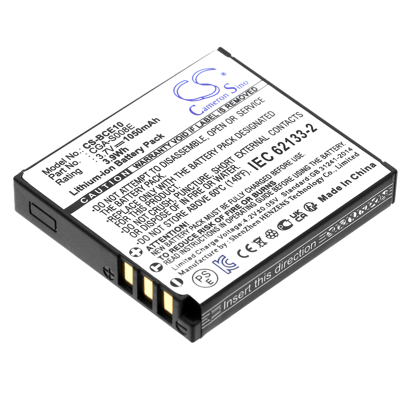 Camera Battery Panasonic DMW-BCE10 CGA-S008 - 3.7V 1050 mAh