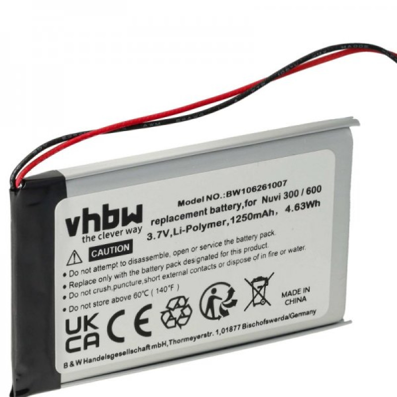 Battery for navigation Garmin Nuvi 300, Nuvi 600 - 1250 mAh