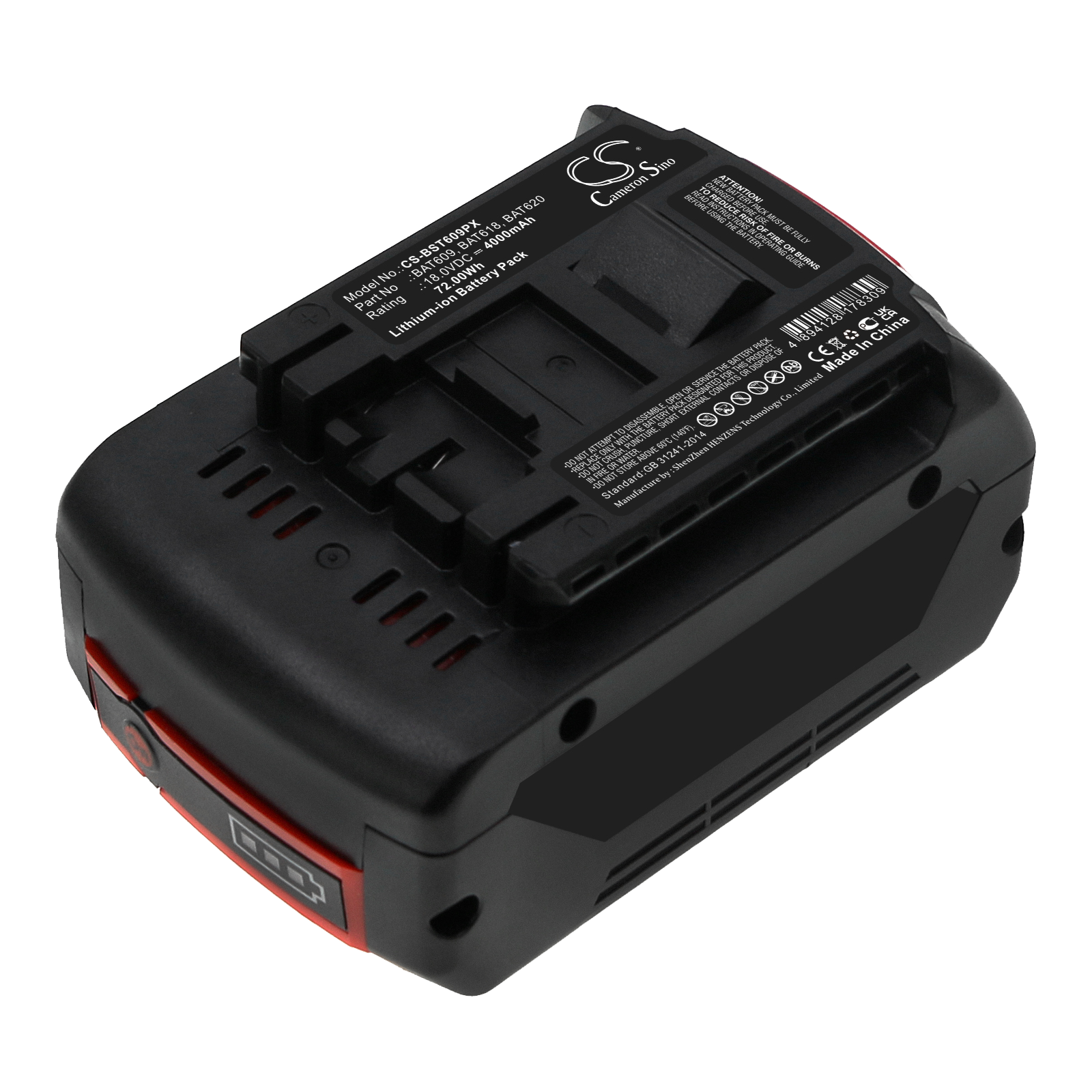 Power Tool battery for Bosch BAT609G, BAT618G - Li-Ion 18V 4000 mAh