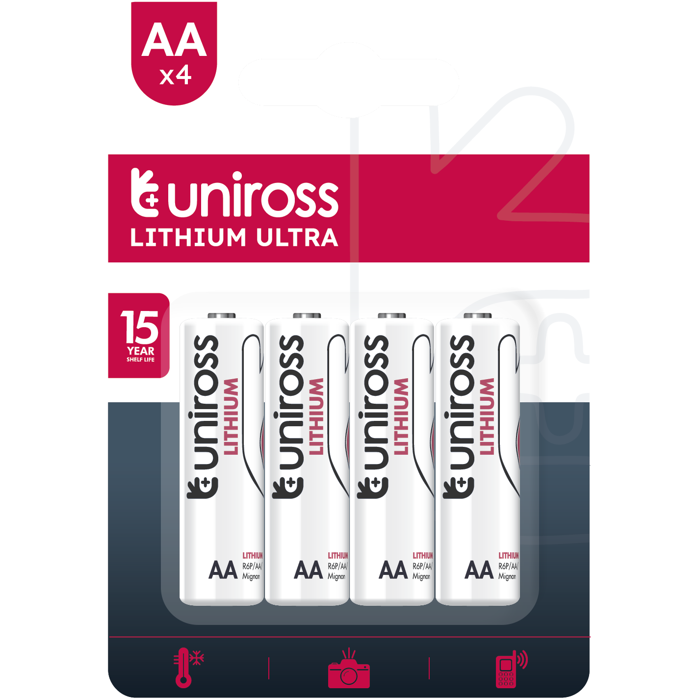 Uniross AA FR6 Ultra Lithium AA Batteries - 4 Batteries