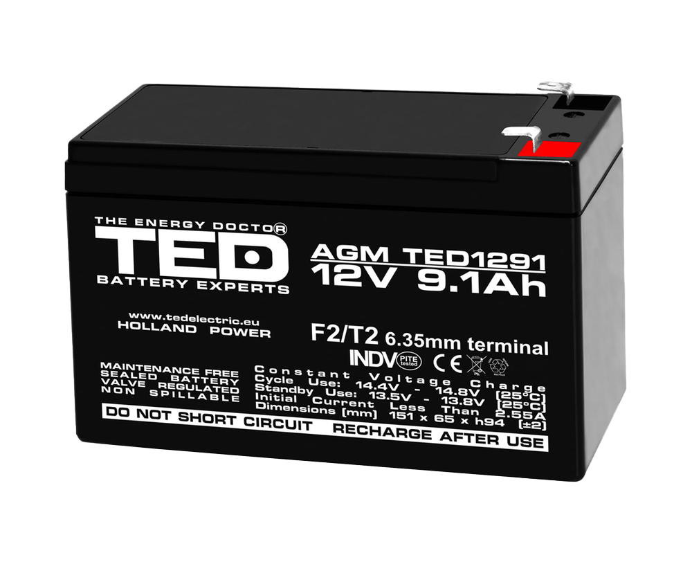 Оловна батерия AGM 12V 9 AH - TED