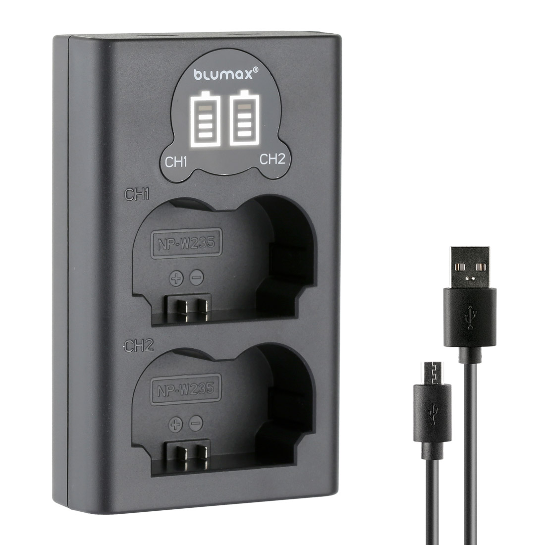 Charger for 2 Fuji NP-W235 Batteries with LCD Display - 8.4V