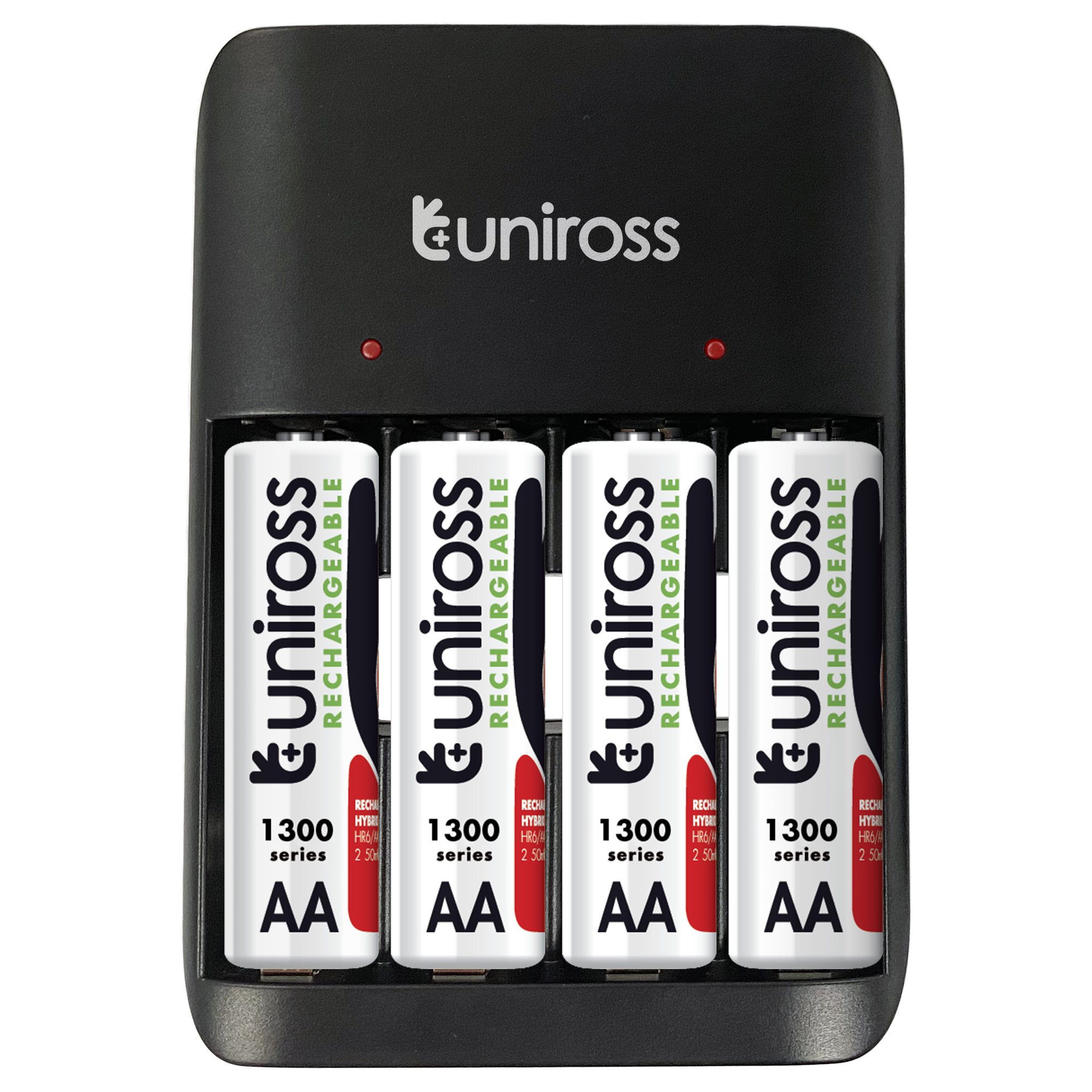 Зарядно за 4 акумулаторни батерии Uniross Value с 4 AA 1300 mAh