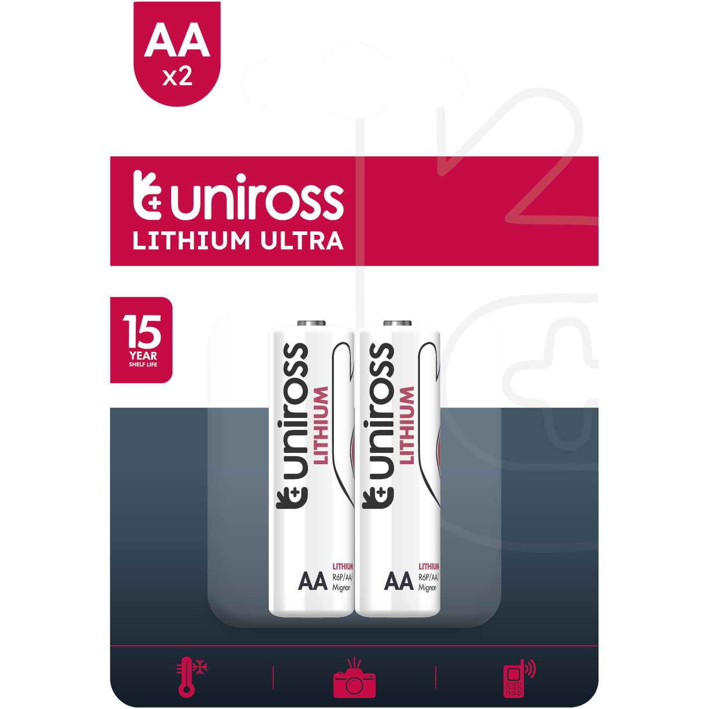 Uniross AA FR6 Ultra Lithium AA Batteries - 2 batteries