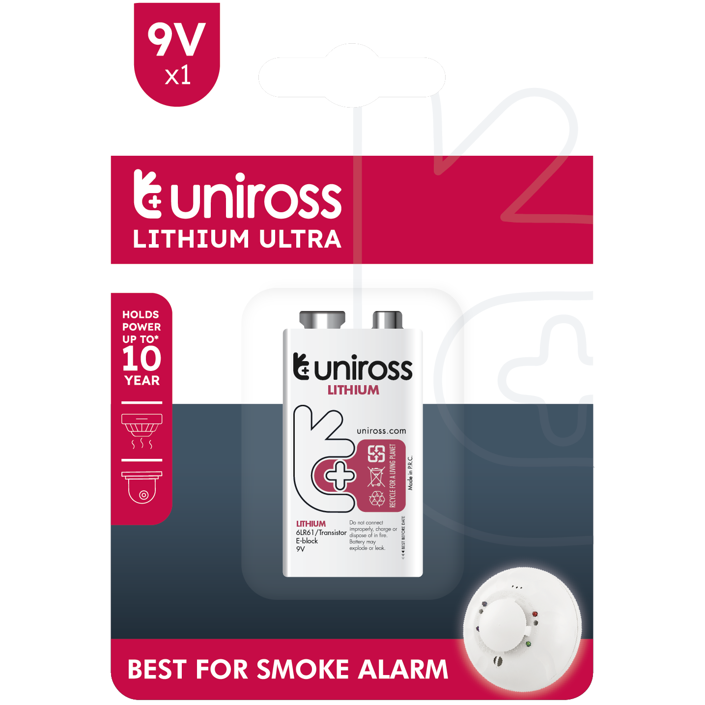 Uniross Ultra Lithium 9V 800 mAh CR 9V Battery