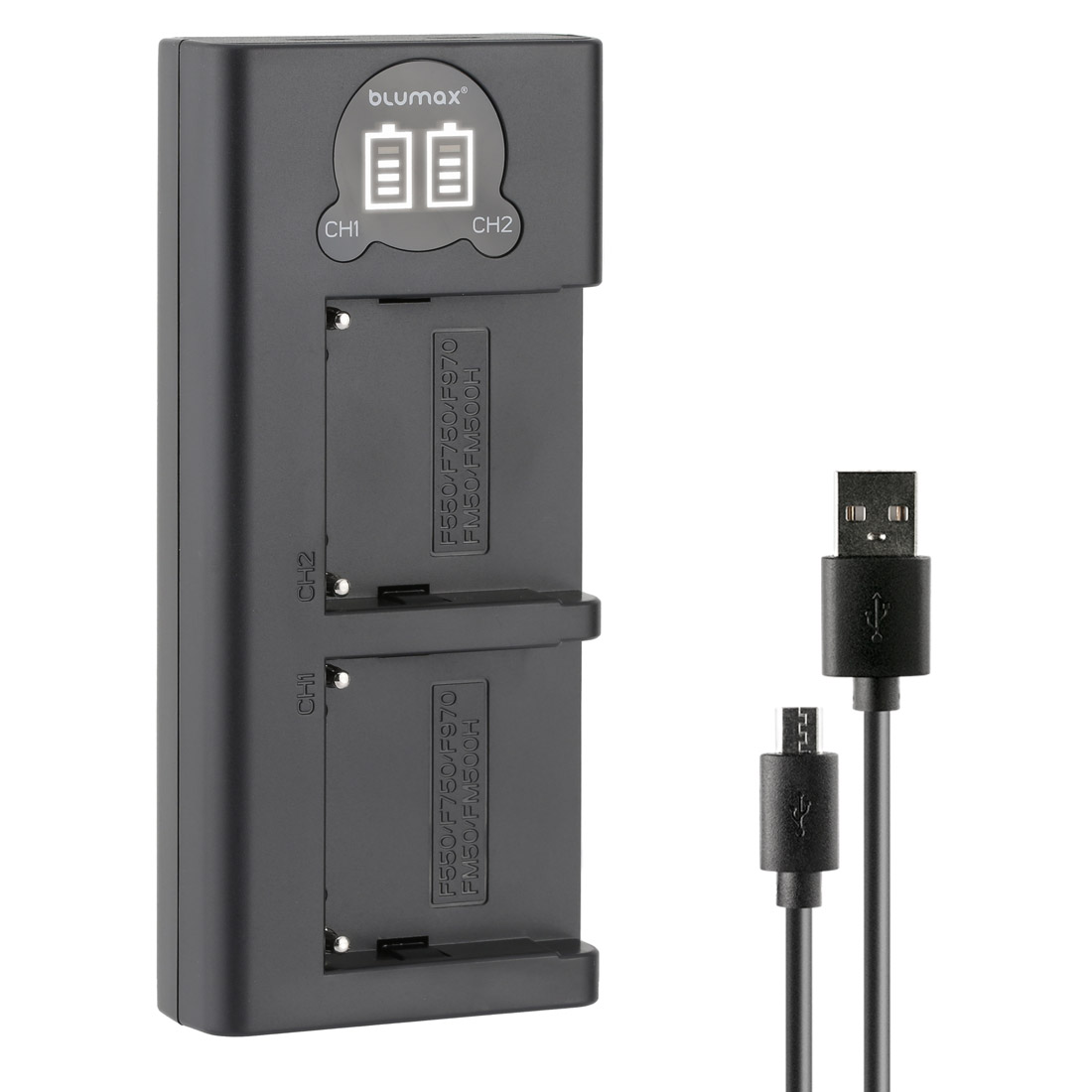 Charger for 2 Sony NP-F970 / F770 Batteries with LCD Display - 8.4V