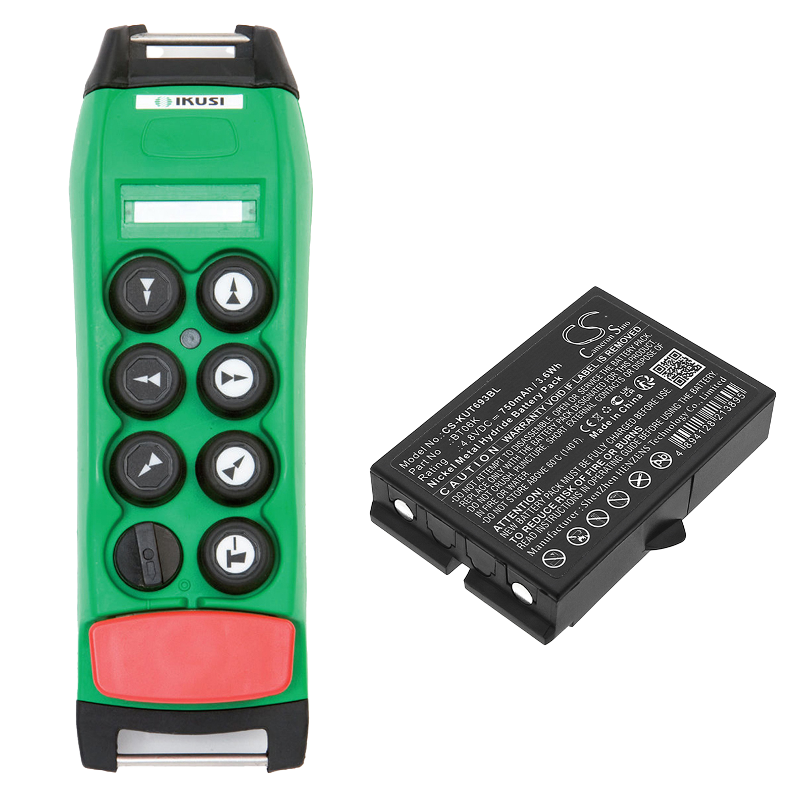 Battery for IKUSI BT06K 2303692 - 4.8V 750 mAh