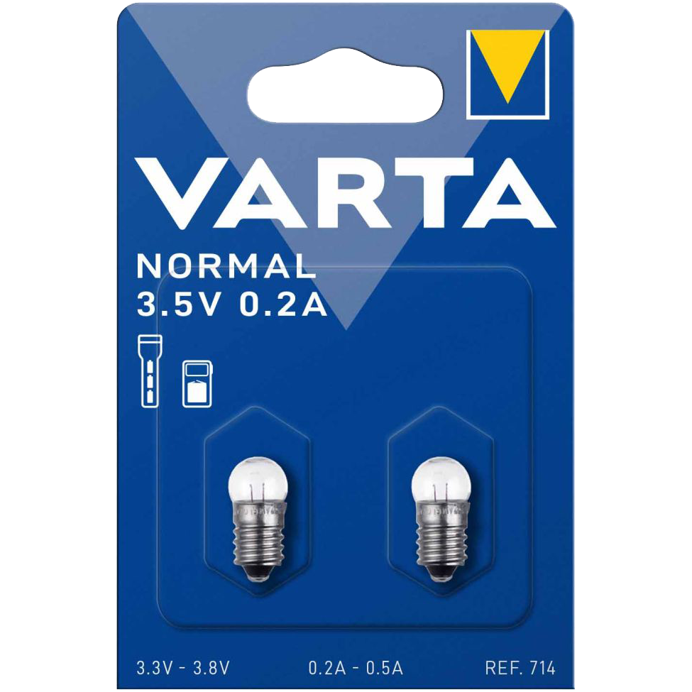 2 крушки за фенер с резба Varta V714 Argon за батерия 4.5V