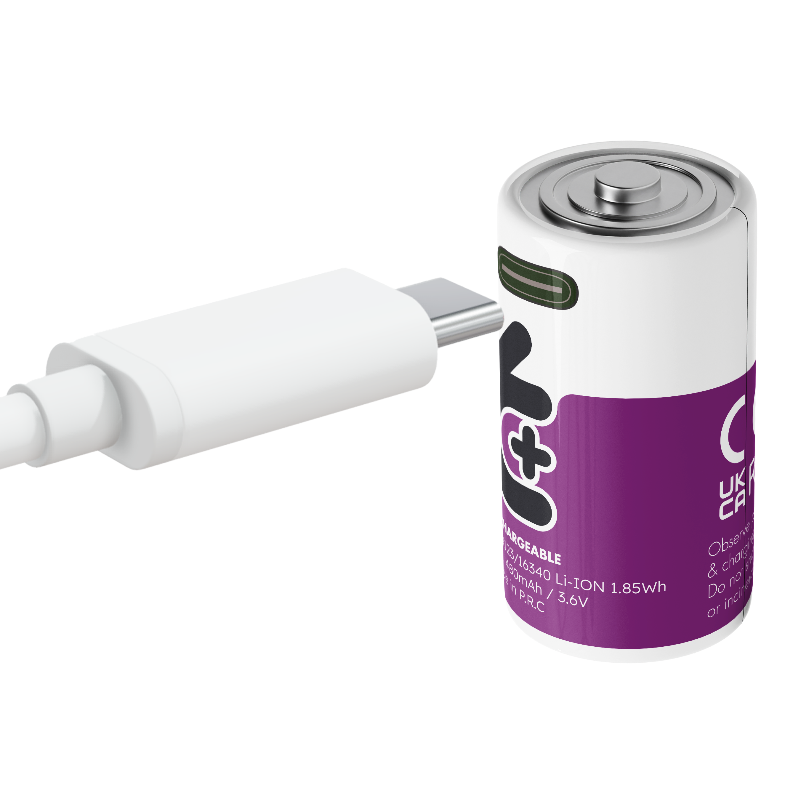 RCR123A Rechargeable Battery Uniross Li-Ion USB-C - 3.7V 500 mAh