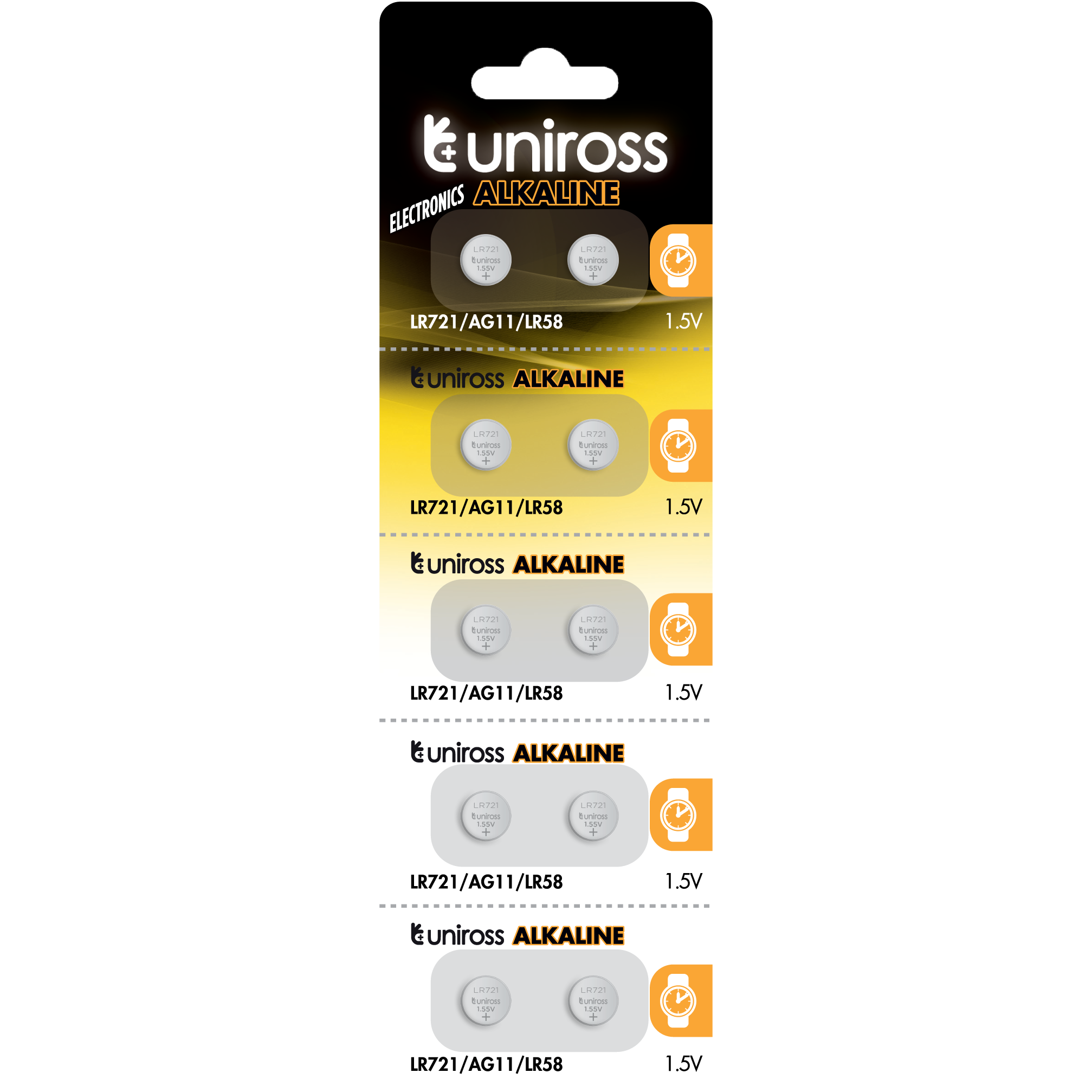 10 Alkaline Batteries AG11 LR721 362 162 1.55V Uniross