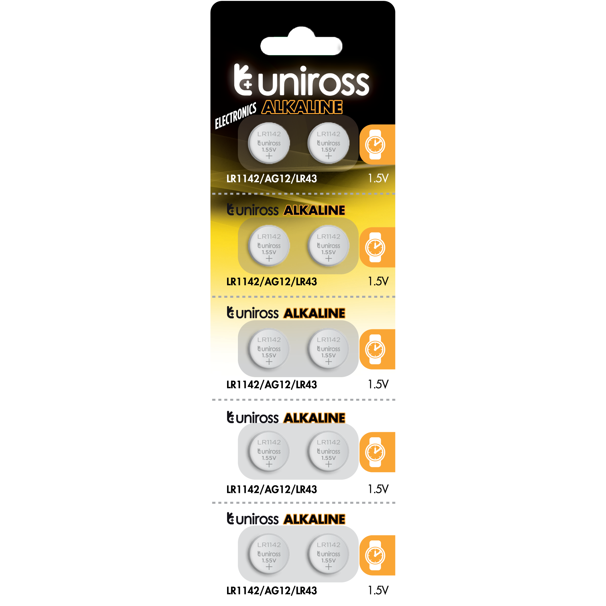 10 Alkaline Batteries AG12 LR43 386 186 1.55V Uniross