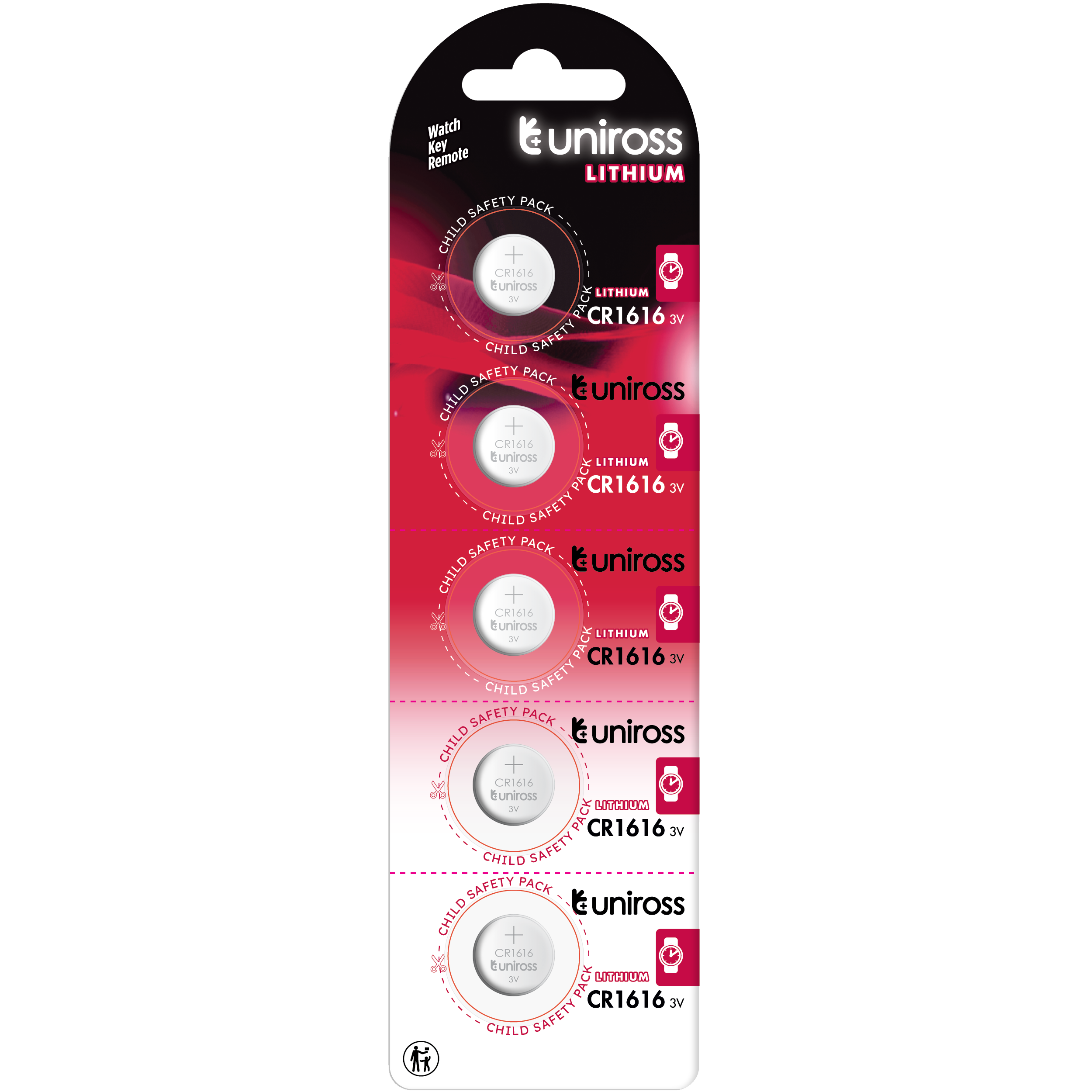 5 Lithium Batteries CR1616 Uniross CR1616 - 3V