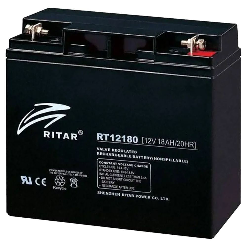 Lead-acid AGM Battery 12V 18AH - RITAR dimensions 181/76/167
