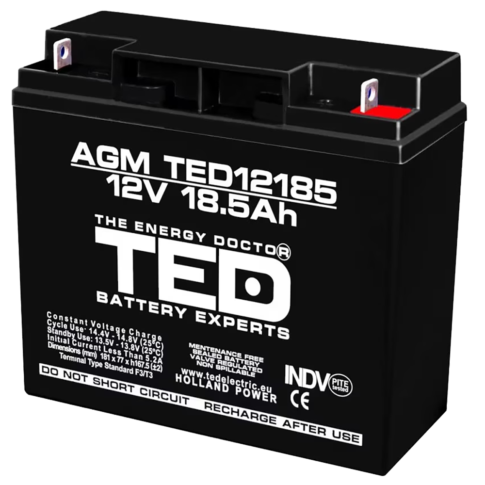 AGM Lead-Acid Battery 12V 18.5 AH - TED