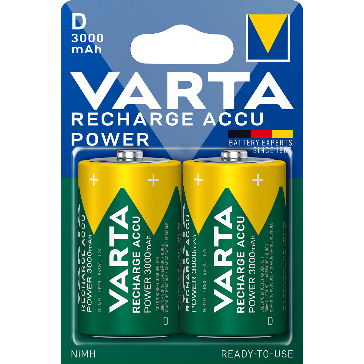 Varta Power HR20 rechargeable D battery 3000 mAh 1.2V