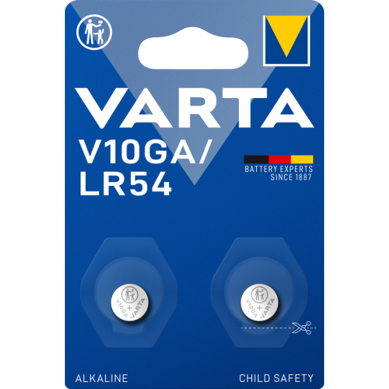 Varta V10GA LR54 AG10 LR1130 1.5V alkaline batteries 2 pcs