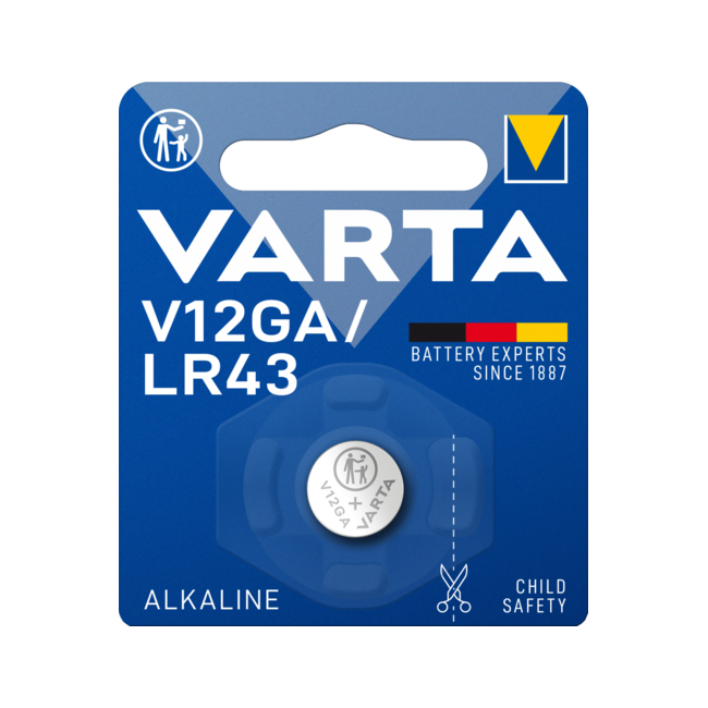 Алкална батерия LR43 Varta V12GA AG12 1.5V