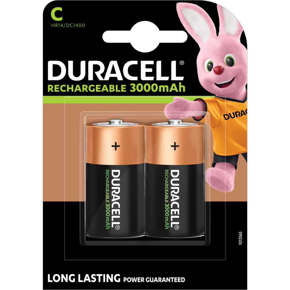 2 Rechargeable C Batteries Duracell C HR14 - 3000 mAh - 1.2V