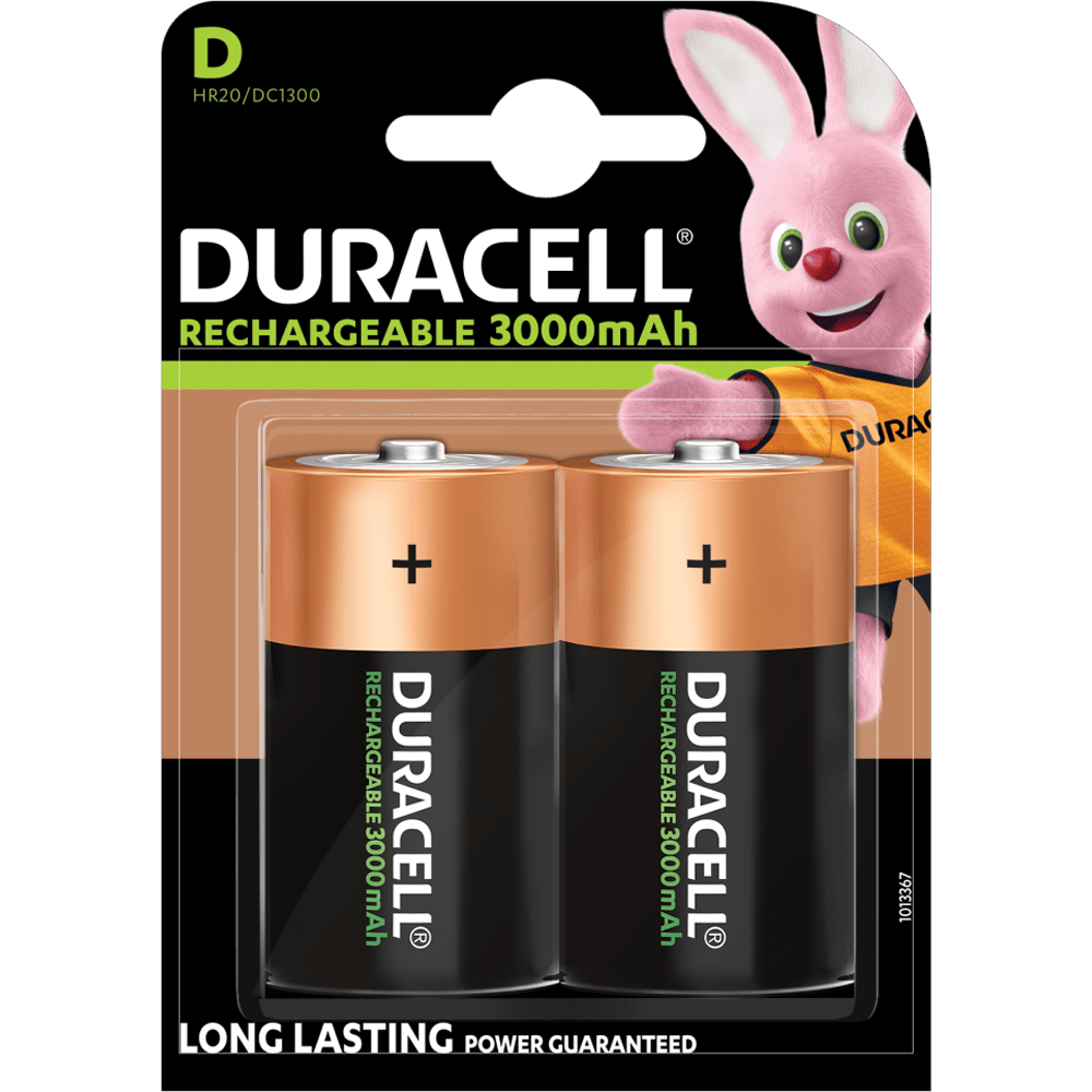Rechargeable Duracell D battery 3000 mAh 1.2V
