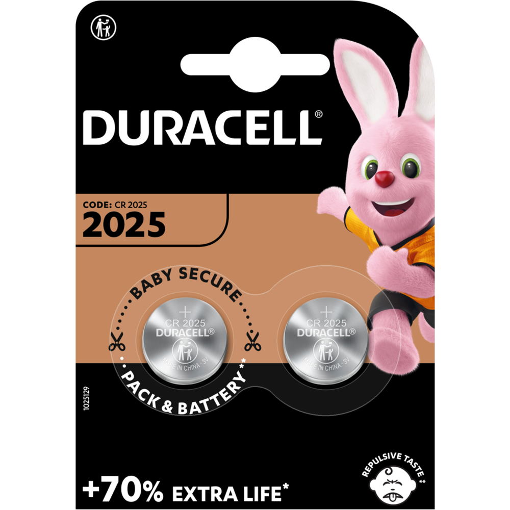 Lithium Batteries CR2025 Duracell DL2025 - 3V - 2 Batteries