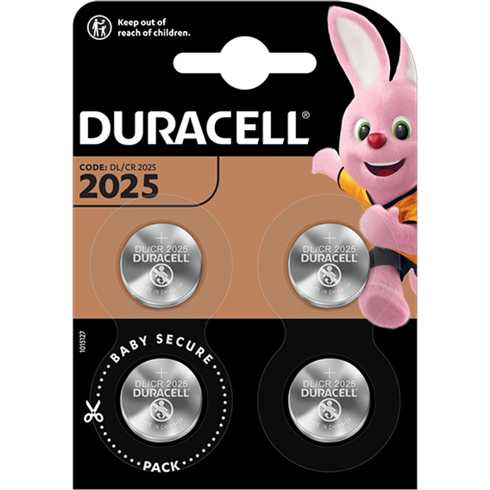 Duracell DL2025 CR2025 Lithium Batteries - 3V - 4 Batteries