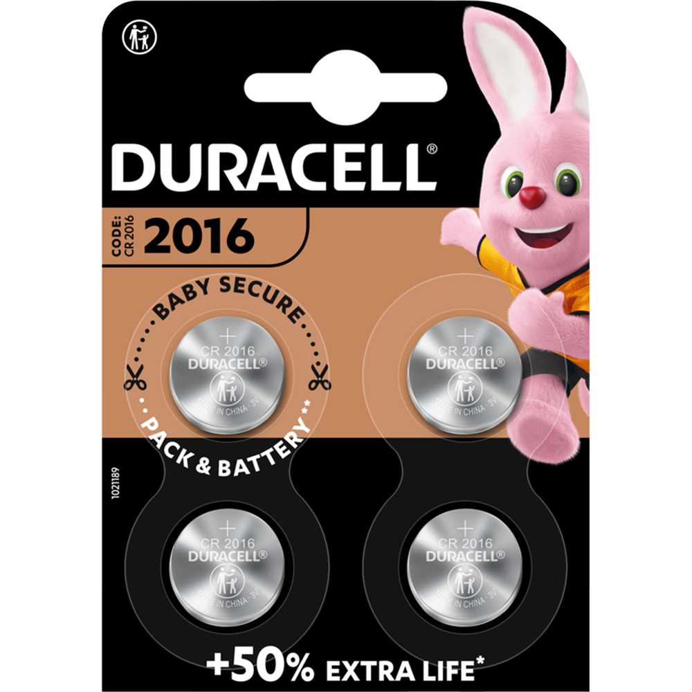Duracell DL2016 CR2016 Lithium Batteries - 3V - 4 Batteries