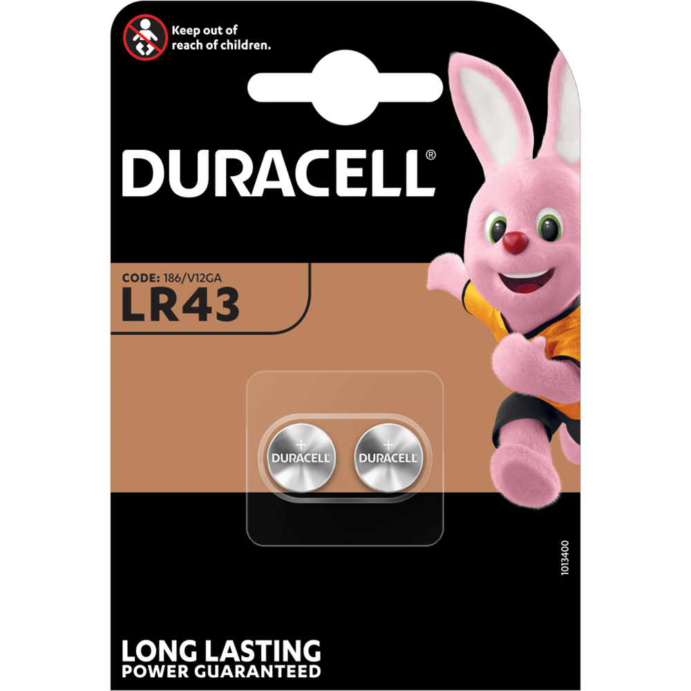 Duracell LR43 AG12 1.5V alkaline batteries 2 pcs