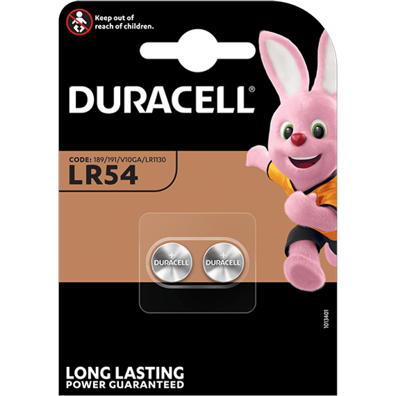 Duracell LR54 AG10 LR1130 1.5V alkaline batteries 2 pcs