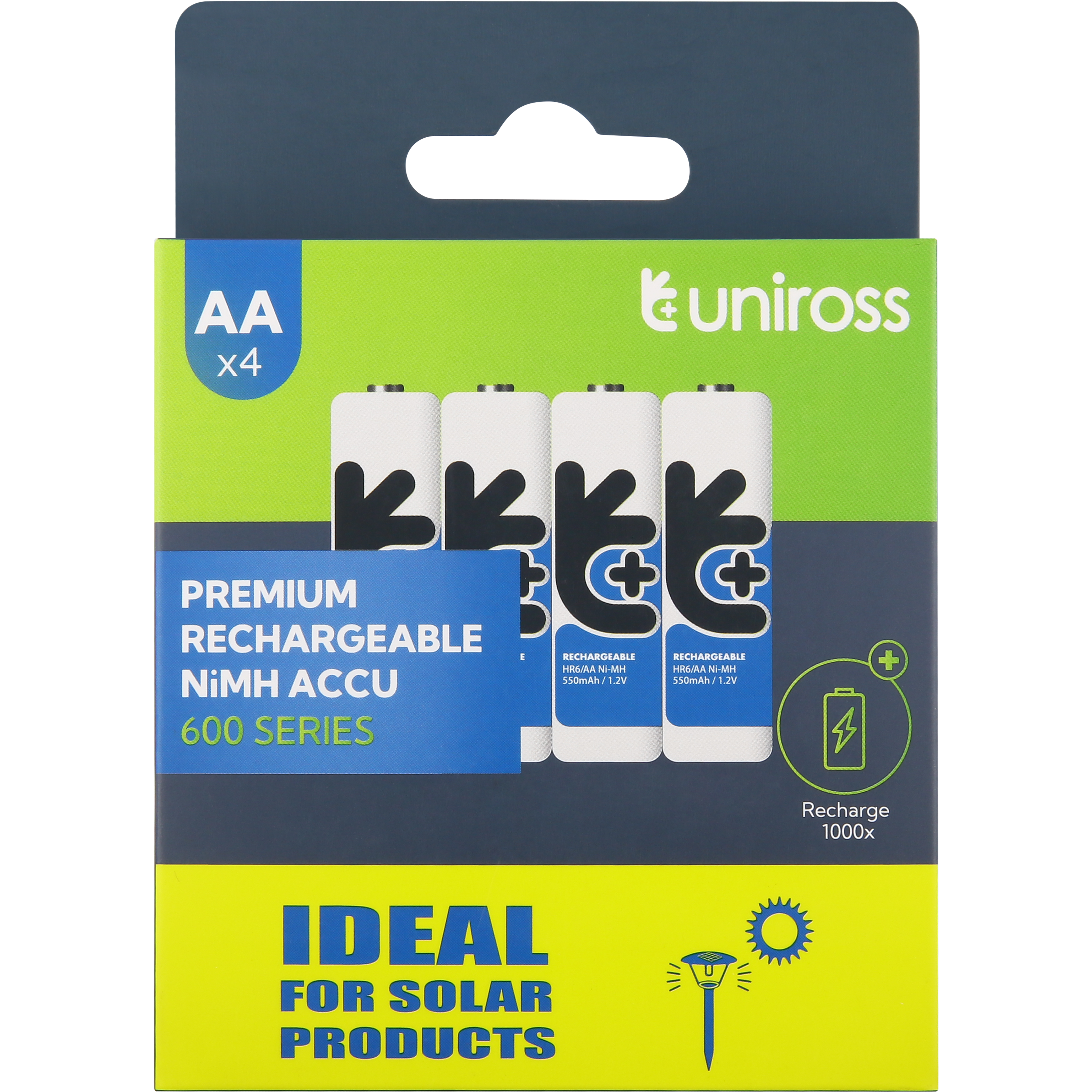 Solar rechargeable batteries AA Uniross AA - 600 mAh
