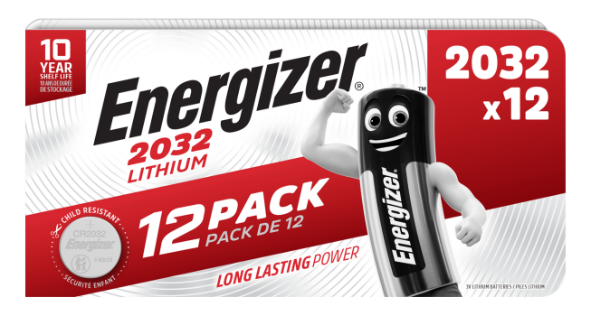 Литиеви батерии CR2032 Energizer ECR2032 - 3V - 12 броя